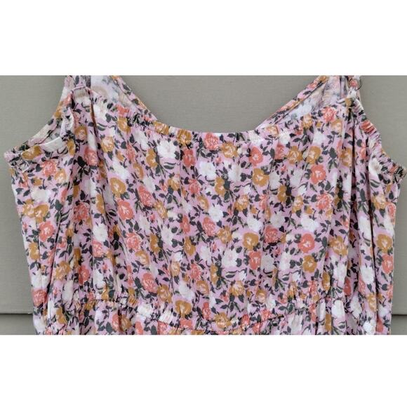 mimi chica Floral Tiered Tank Midi Dress Pink Size XL 100% Rayon Boho Spring - Picture 12 of 13